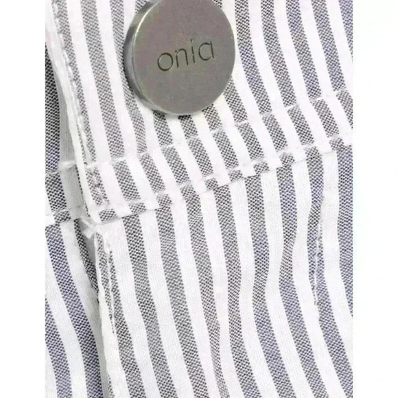 Onia Mens Swim Trunks Board Shorts Size 34 Calder 7.5” Light Grey White Stripe - Picture 4 of 11